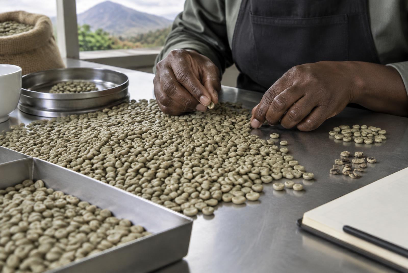 Green unroasted coffee beans ready for export
